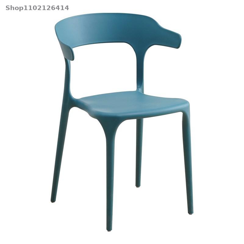 Adult thickening home dining chair backrest chair Nordic dining table and chair cafe one-piece casual plastic horn chair